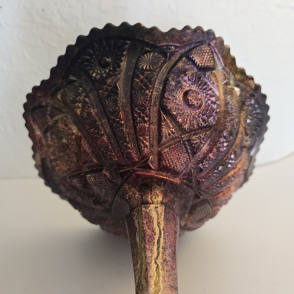 HANDCRAFTED Upcycled Etched Glass Goblet Dish HANDPAINTED Tabletop Art Decor - Picture 17 of 17